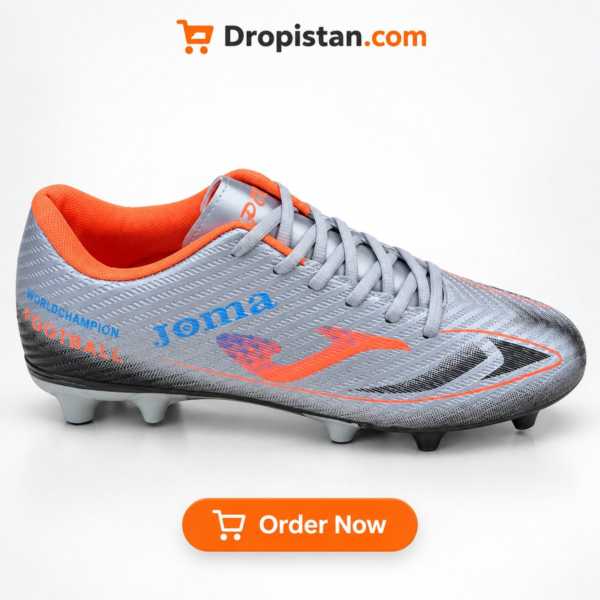 ZA-5582G Silver Orange football turf shoes clean Shopify product image - Dropistan UAE