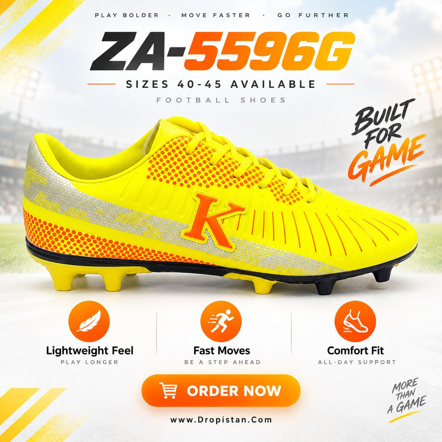 ⚽ ZA-5596G Neon Yellow Football Turf Shoes | EU Sizes 40–45 | UAE