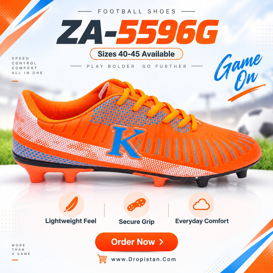 ⚽ ZA-5596G Orange Football Turf Shoes | EU Sizes 40–45 | UAE