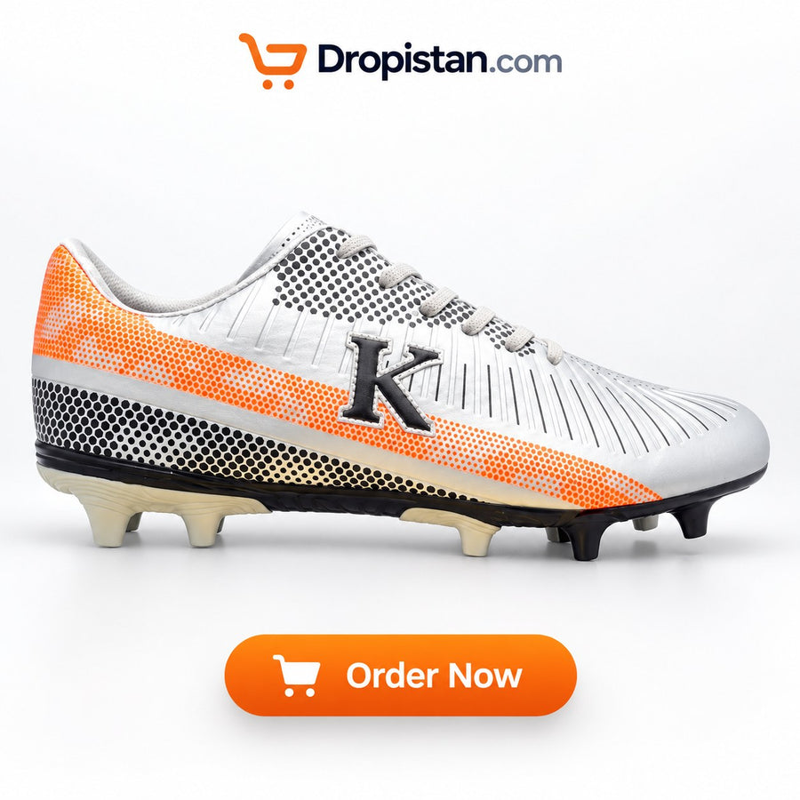 ⚽ ZA-5596G White Orange Football Turf Shoes | EU Sizes 40–45 | UAE