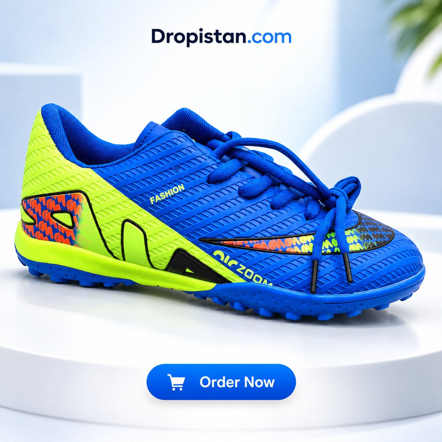 ⚽ ZA-5622 Blue Green Football Turf Shoes | EU Sizes 40–45 | UAE