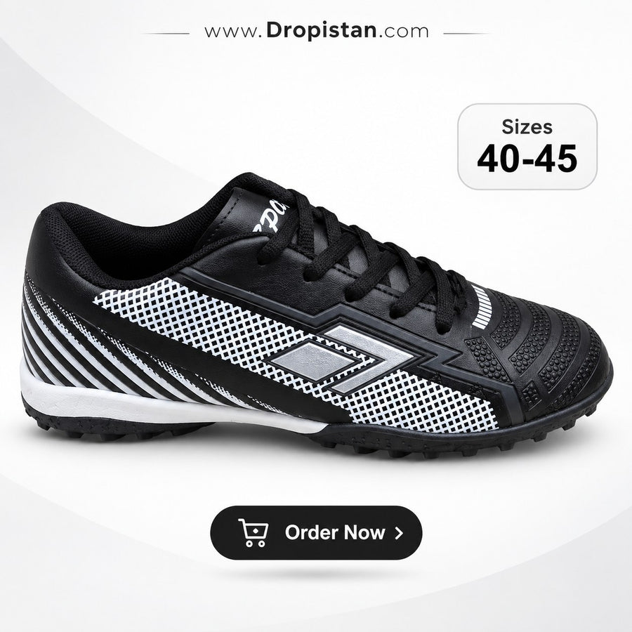 ⚽ ZA-5623 Black White Football Turf Shoes | EU Sizes 40–45 | UAE