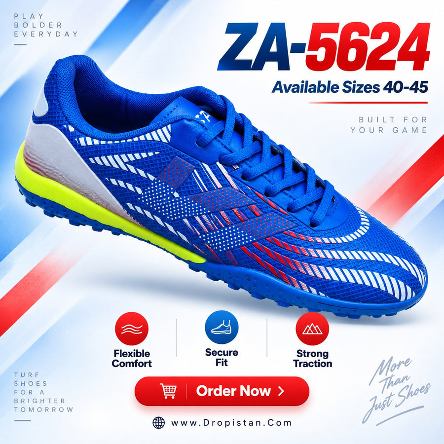 ⚽ ZA-5624 Blue Red Football Turf Shoes | EU Sizes 40–45 | UAE