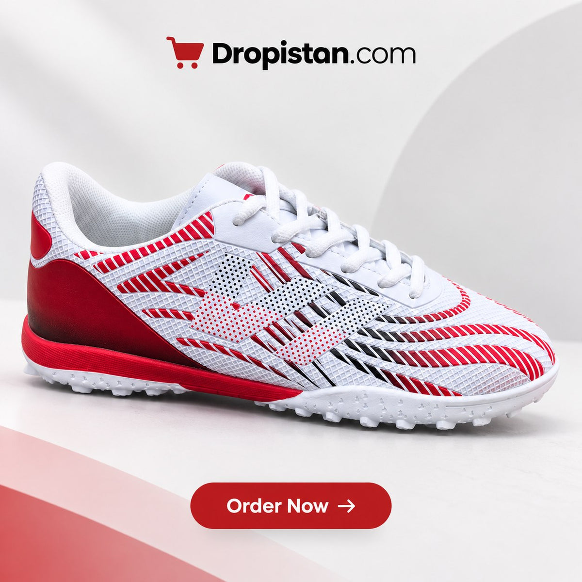 ZA-5624 White Red football turf shoes clean Shopify product image - Dropistan UAE