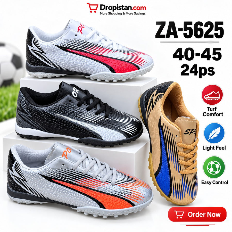 ⚽ ZA-5625 White Red Football Turf Shoes | EU Sizes 40–45 | UAE