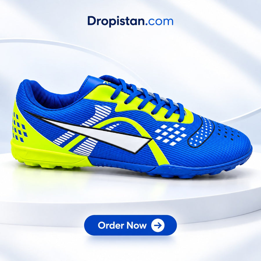 ⚽ ZA-5687 Blue Lime Football Turf Shoes | EU Sizes 40–45 | UAE