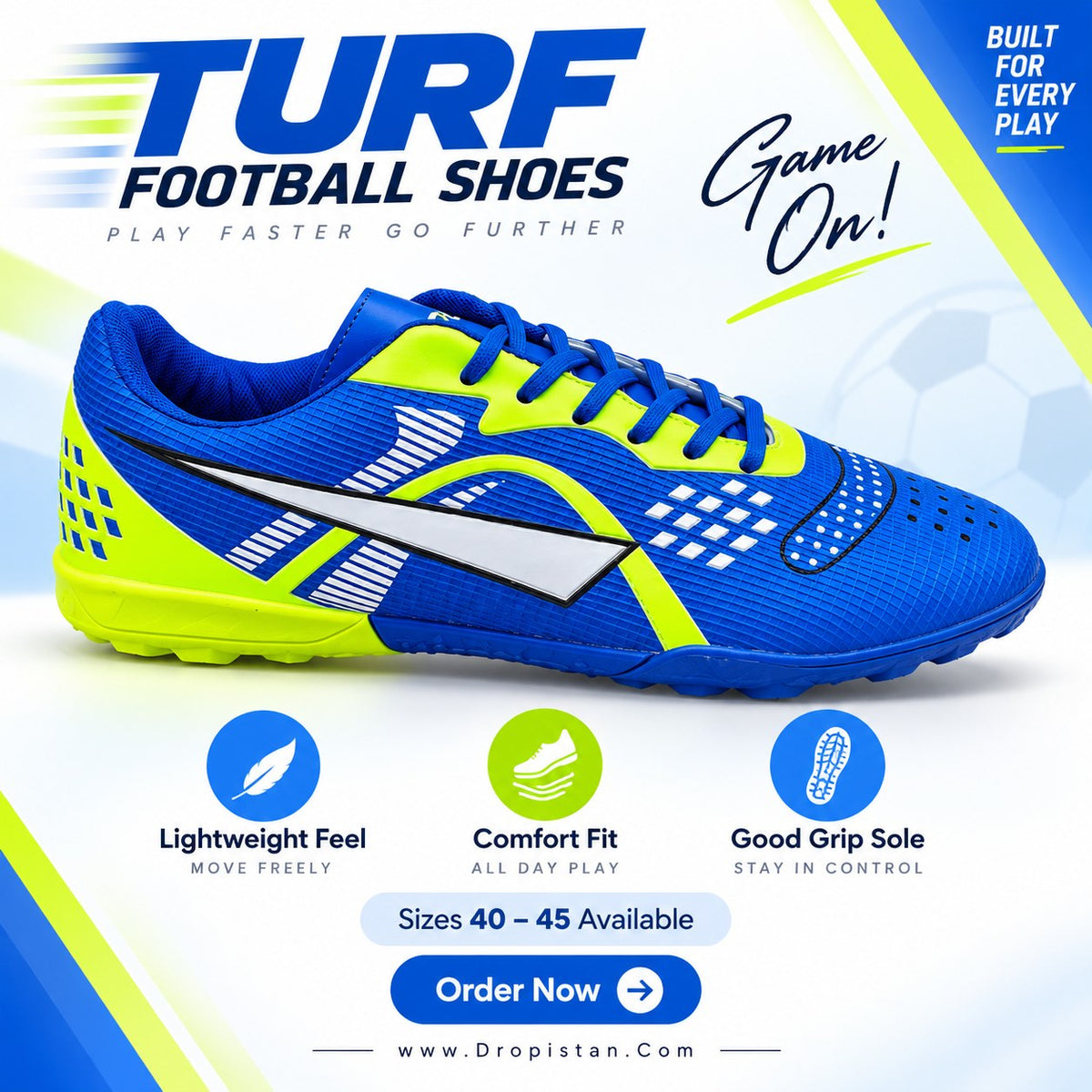 ZA-5687 Blue Lime football turf shoes colorful product design - Dropistan UAE