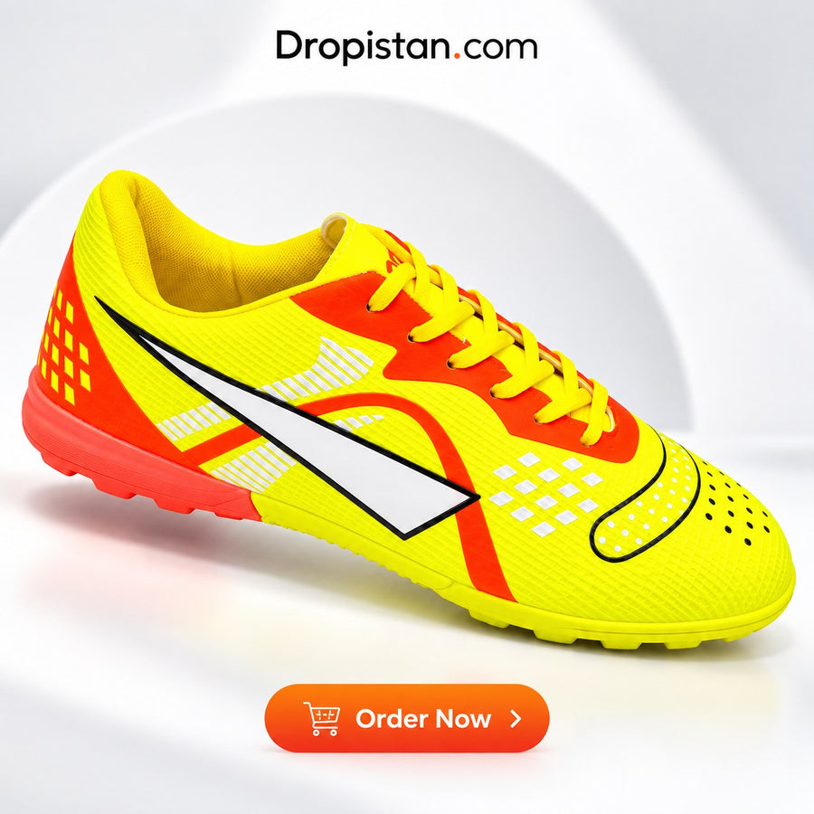 ⚽ ZA-5687 Neon Yellow Orange Football Turf Shoes | EU Sizes 40–45 | UAE
