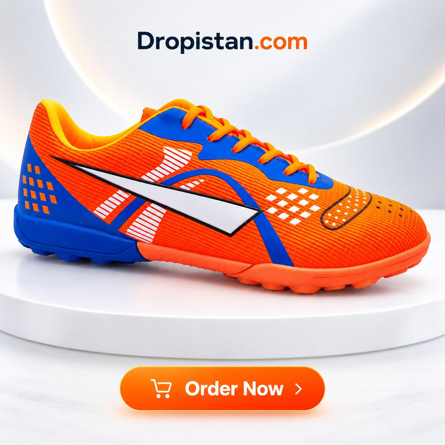 ⚽ ZA-5687 Orange Blue Football Turf Shoes | EU Sizes 40–45 | UAE