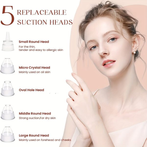 Clean Blackhead Reducer, 2025 Upgraded Facial Pore Cleanser, 3 Adjustable Suction Levels, 5 Replaceable Probes, USB Charging, Easy to Use and Clean, Ideal Gift for Women - Image 8