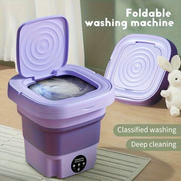MOMMED Portable Mini Washing Machine 8L - Multi-Functional Compact Laundry Washer for Small Loads, Underwear, Energy-Efficient, Space-Saving, Suitable for Household, Car, Dormitory, RV - 110V-240V European Standard Plug, Plug Powered - Image 3
