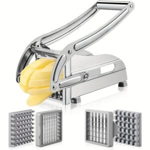 YUHUPHYLLIC Stainless Steel Multifunctional Kitchen Slicer - Manual Operation, Interchangeable Blades, Durable Food Prep Tool for Fruits, Vegetables, French Fries, Onions, Potatoes, Carrots, Cucumbers - Easy to Clean & Store, Vegetable Slicer