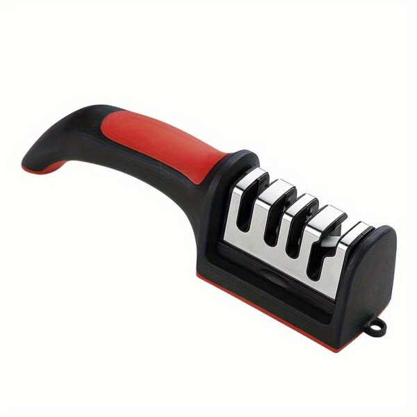 [Professional Knife Sharpener] 4-Stage Professional Knife Sharpener - Tungsten Steel, Diamond, and Ceramic Sharpening Stones - Efficient Blade Restoration, Red & Black Base, Ideal for Kitchen Knives - Image 2